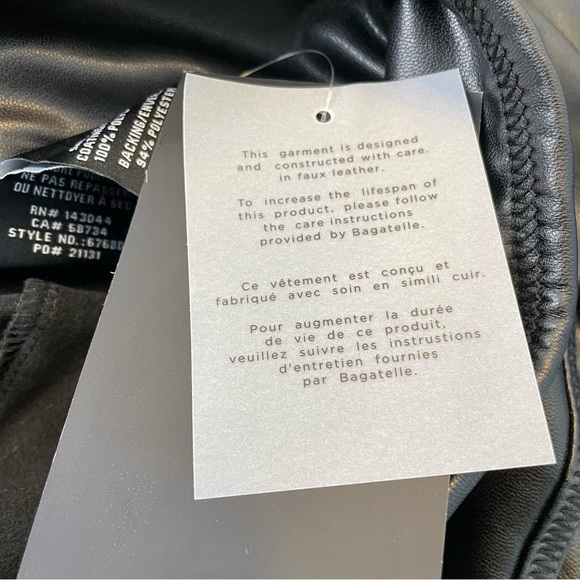 SOLD Bagatelle Faux Leather Leggings Women’s XS Full Length Black Vegan - Picture 14 of 15